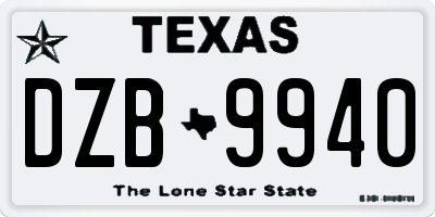 TX license plate DZB9940