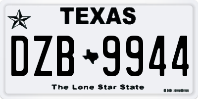 TX license plate DZB9944