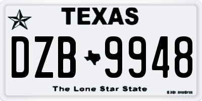 TX license plate DZB9948