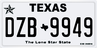 TX license plate DZB9949
