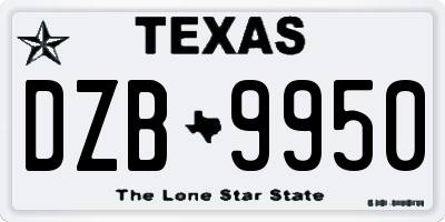 TX license plate DZB9950