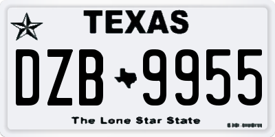 TX license plate DZB9955