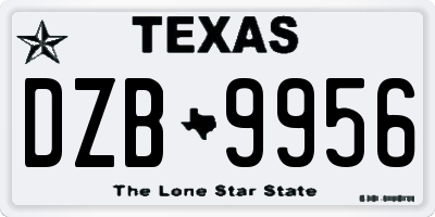 TX license plate DZB9956