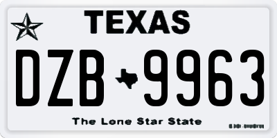 TX license plate DZB9963