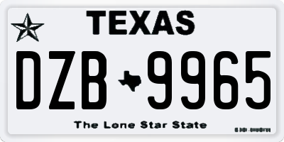 TX license plate DZB9965