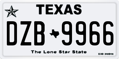 TX license plate DZB9966