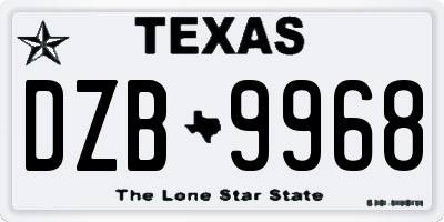 TX license plate DZB9968