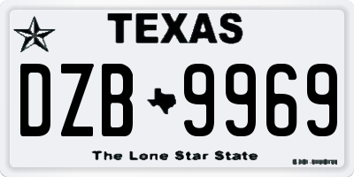 TX license plate DZB9969