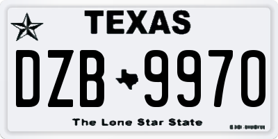 TX license plate DZB9970