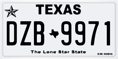 TX license plate DZB9971