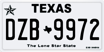 TX license plate DZB9972