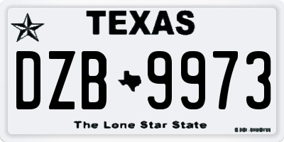 TX license plate DZB9973