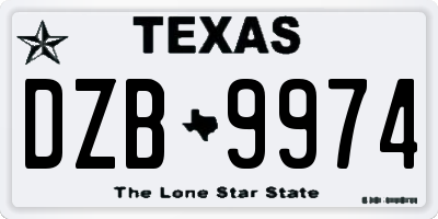 TX license plate DZB9974