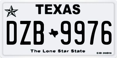 TX license plate DZB9976