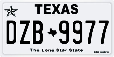 TX license plate DZB9977