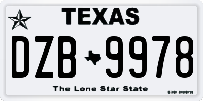 TX license plate DZB9978