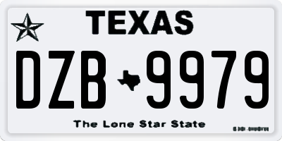 TX license plate DZB9979
