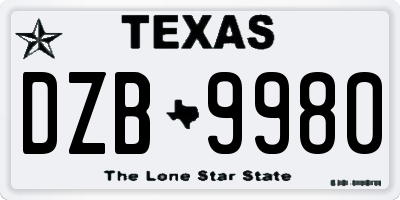 TX license plate DZB9980