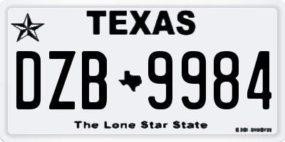 TX license plate DZB9984
