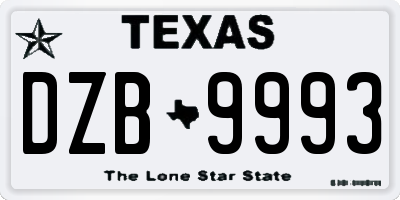 TX license plate DZB9993