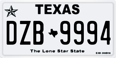 TX license plate DZB9994