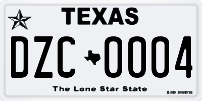 TX license plate DZC0004