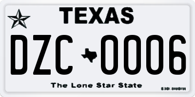 TX license plate DZC0006