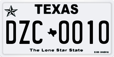 TX license plate DZC0010