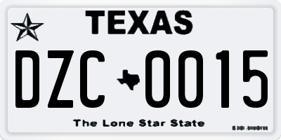 TX license plate DZC0015