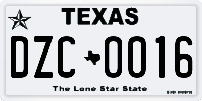 TX license plate DZC0016