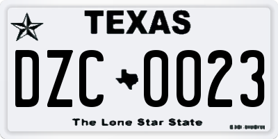 TX license plate DZC0023