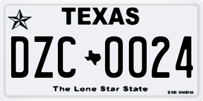 TX license plate DZC0024