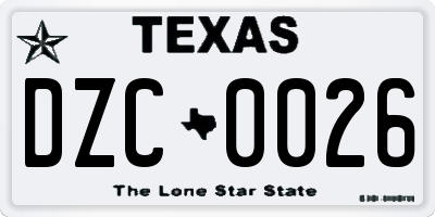 TX license plate DZC0026