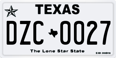 TX license plate DZC0027