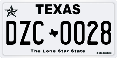 TX license plate DZC0028