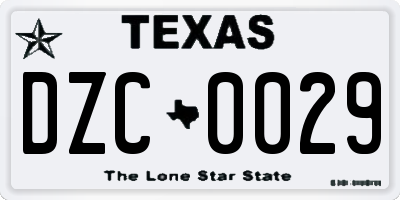 TX license plate DZC0029