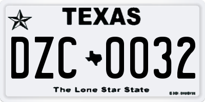 TX license plate DZC0032