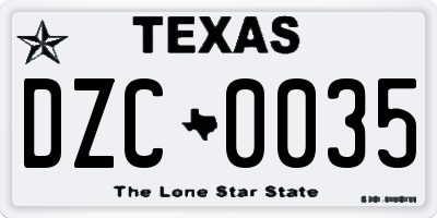 TX license plate DZC0035