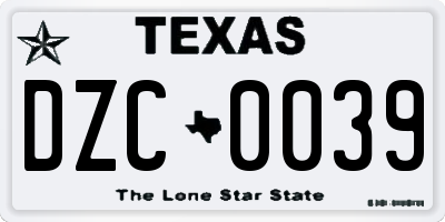 TX license plate DZC0039