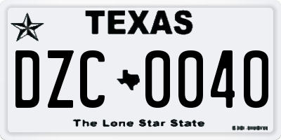 TX license plate DZC0040