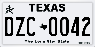 TX license plate DZC0042