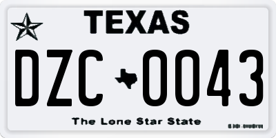 TX license plate DZC0043