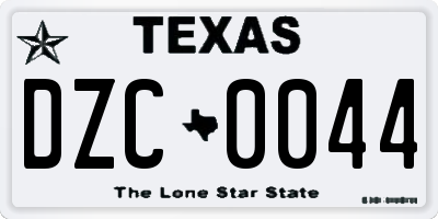 TX license plate DZC0044