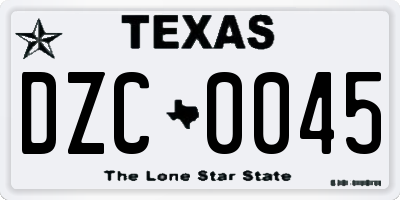 TX license plate DZC0045
