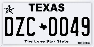 TX license plate DZC0049