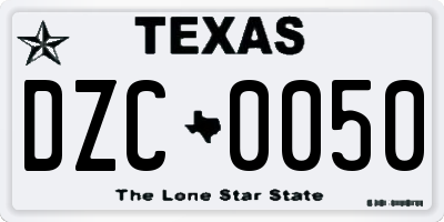 TX license plate DZC0050