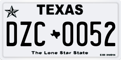 TX license plate DZC0052