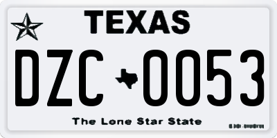 TX license plate DZC0053