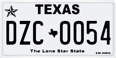 TX license plate DZC0054
