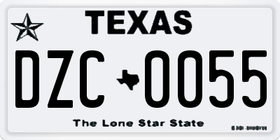 TX license plate DZC0055